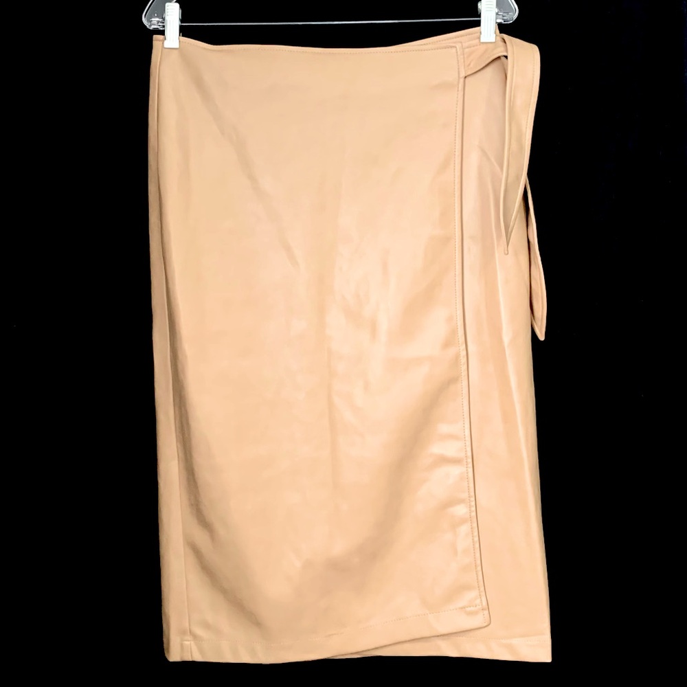 7 For All Mankind Faux Leather Wrap Pencil Skirt
